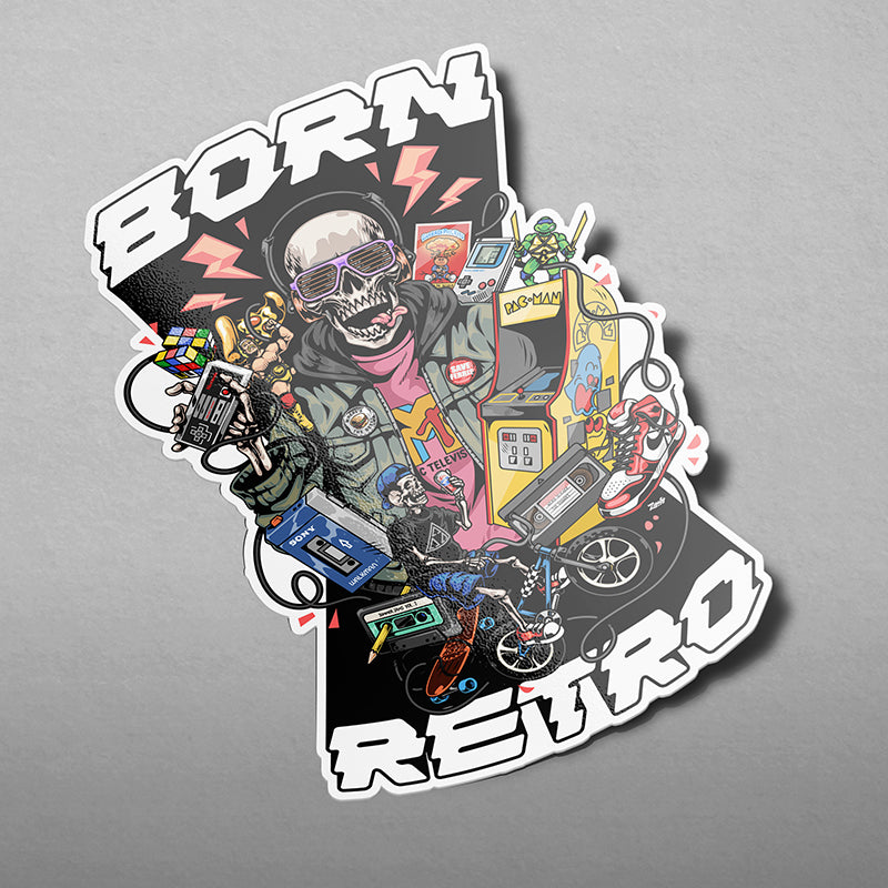 Born Retro: 1980's Nostalgia - Kiss Cut Sticker