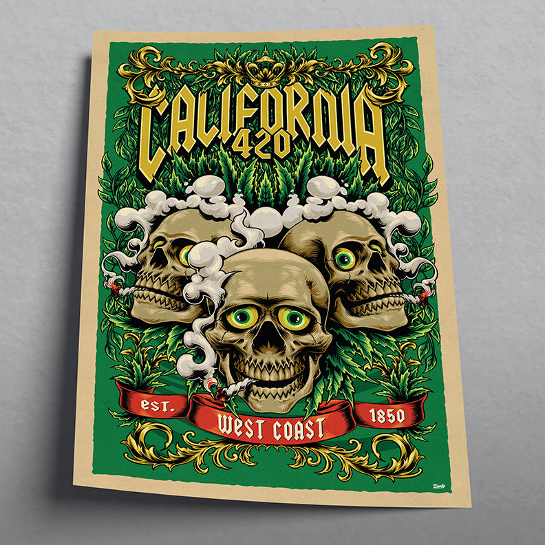 California 420 - West Coast Poster - zigally