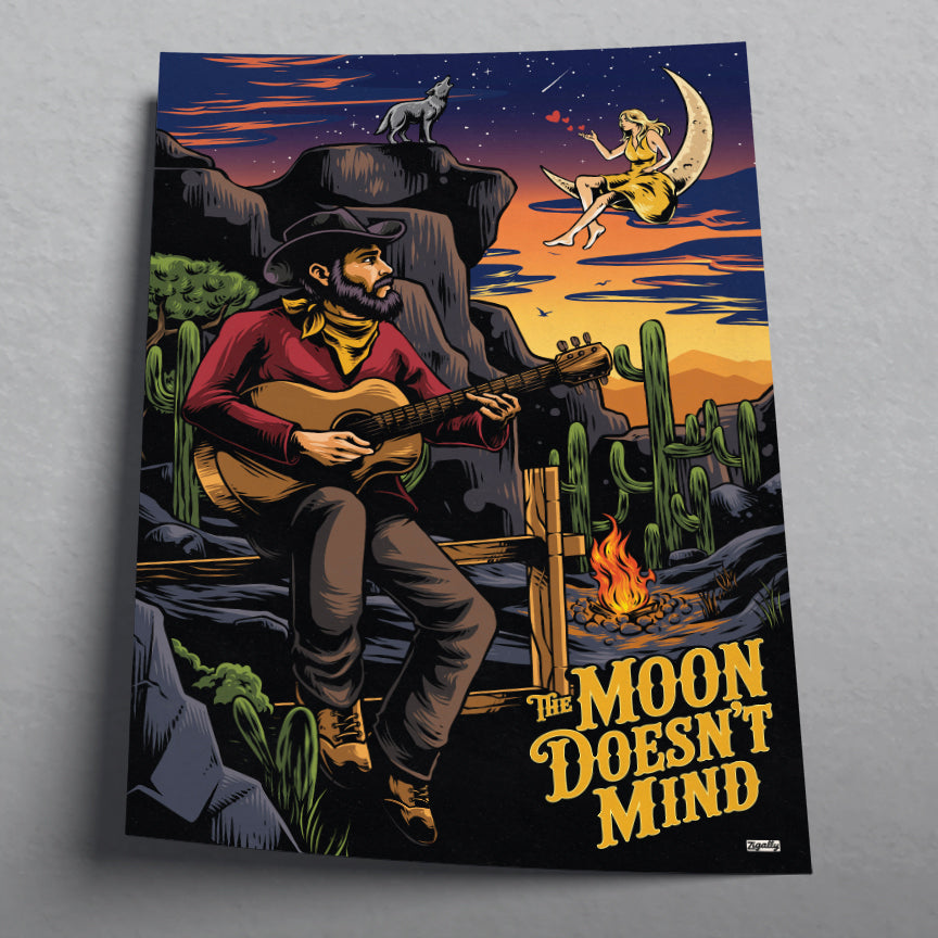 The Moon Doesn't Mind Western Art Print