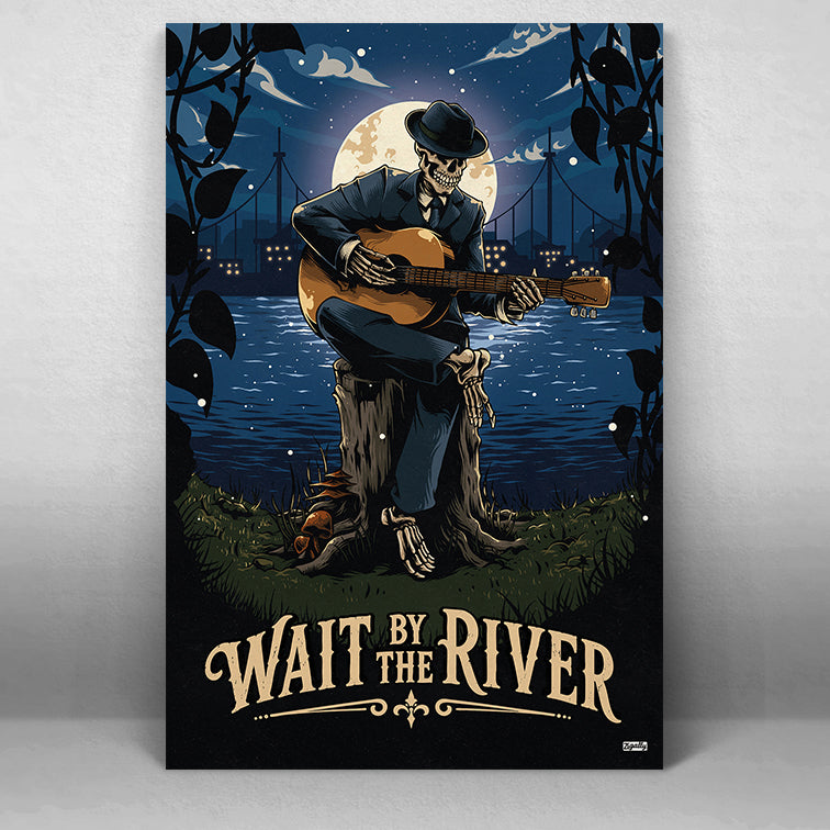 Wait by the River Dark Americana Art Print