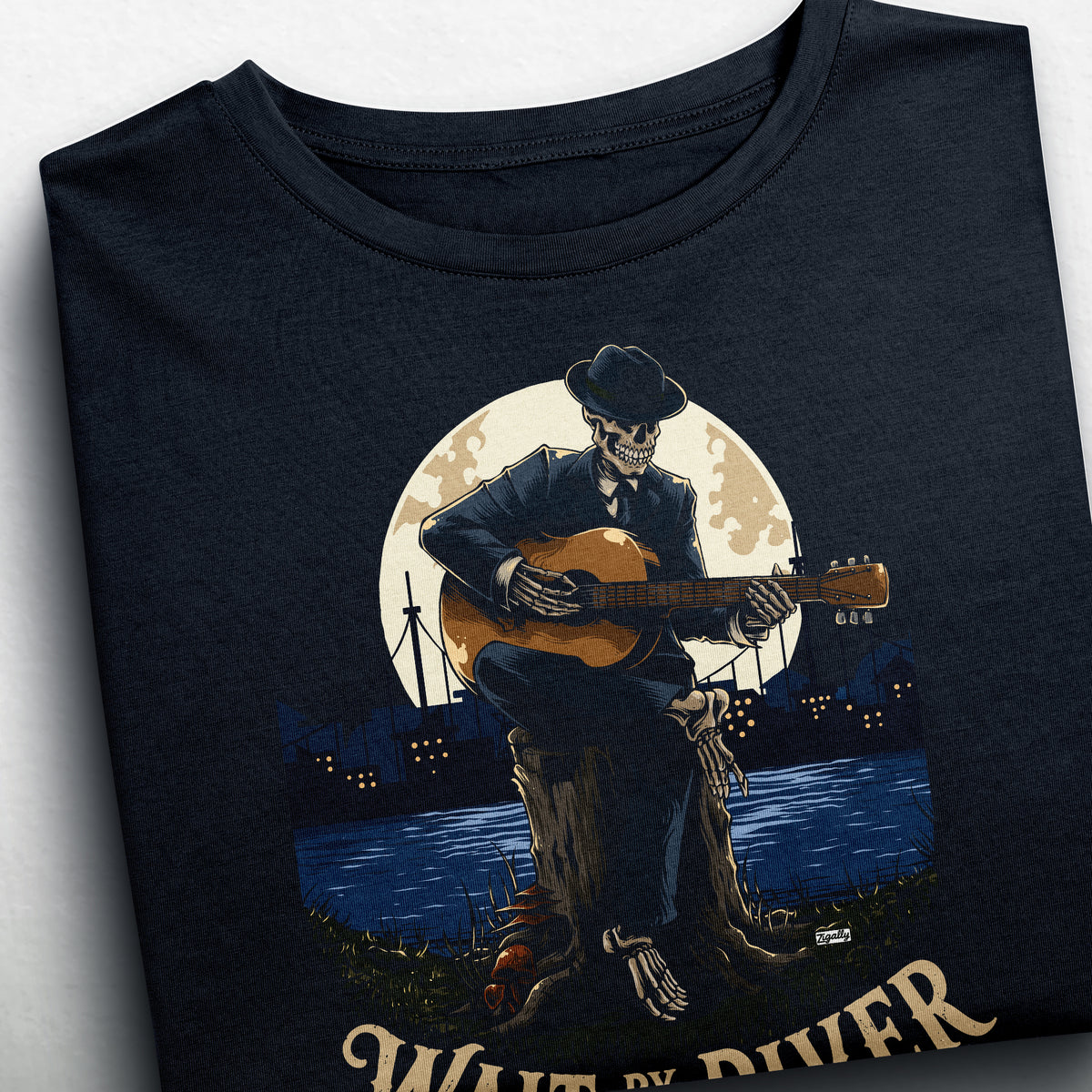 Wait by the River Skeleton Music T-Shirt