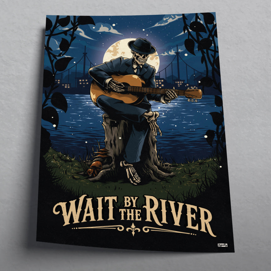 Wait by the River Dark Americana Art Print