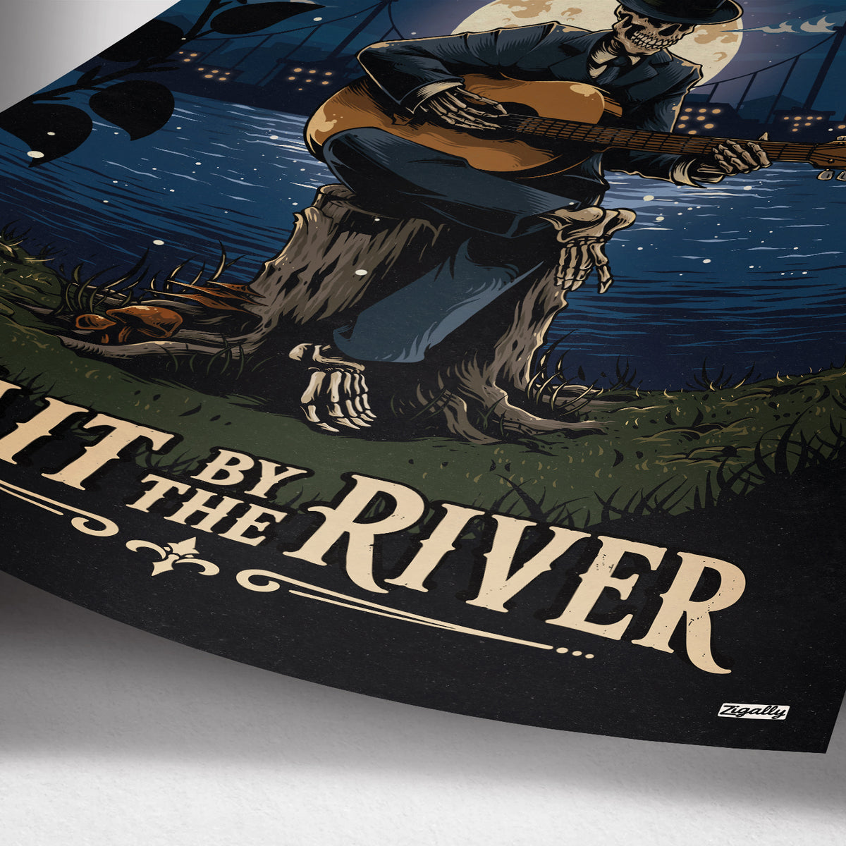 Wait by the River Dark Americana Art Print