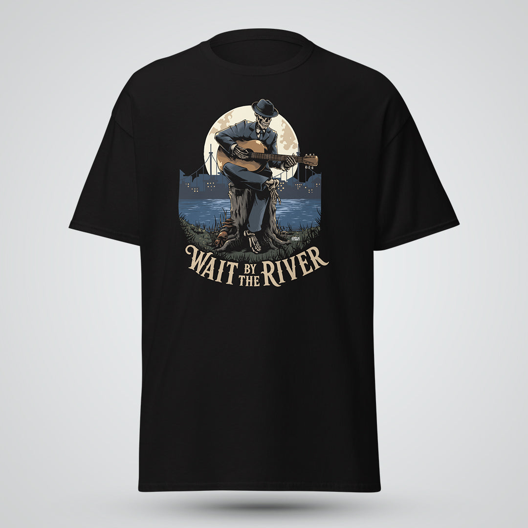 Wait by the River Skeleton Music T-Shirt