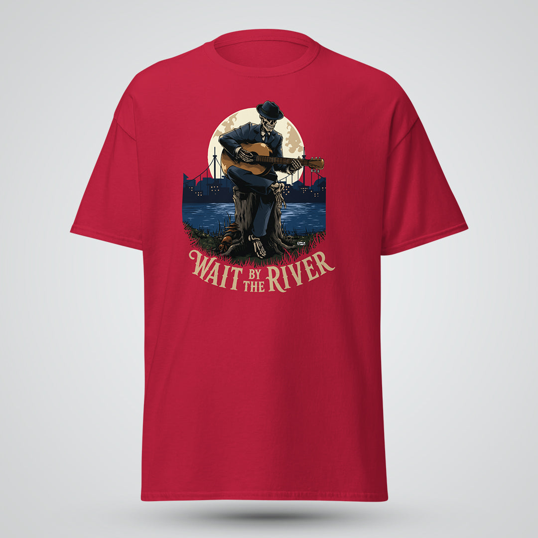 Wait by the River Skeleton Music T-Shirt