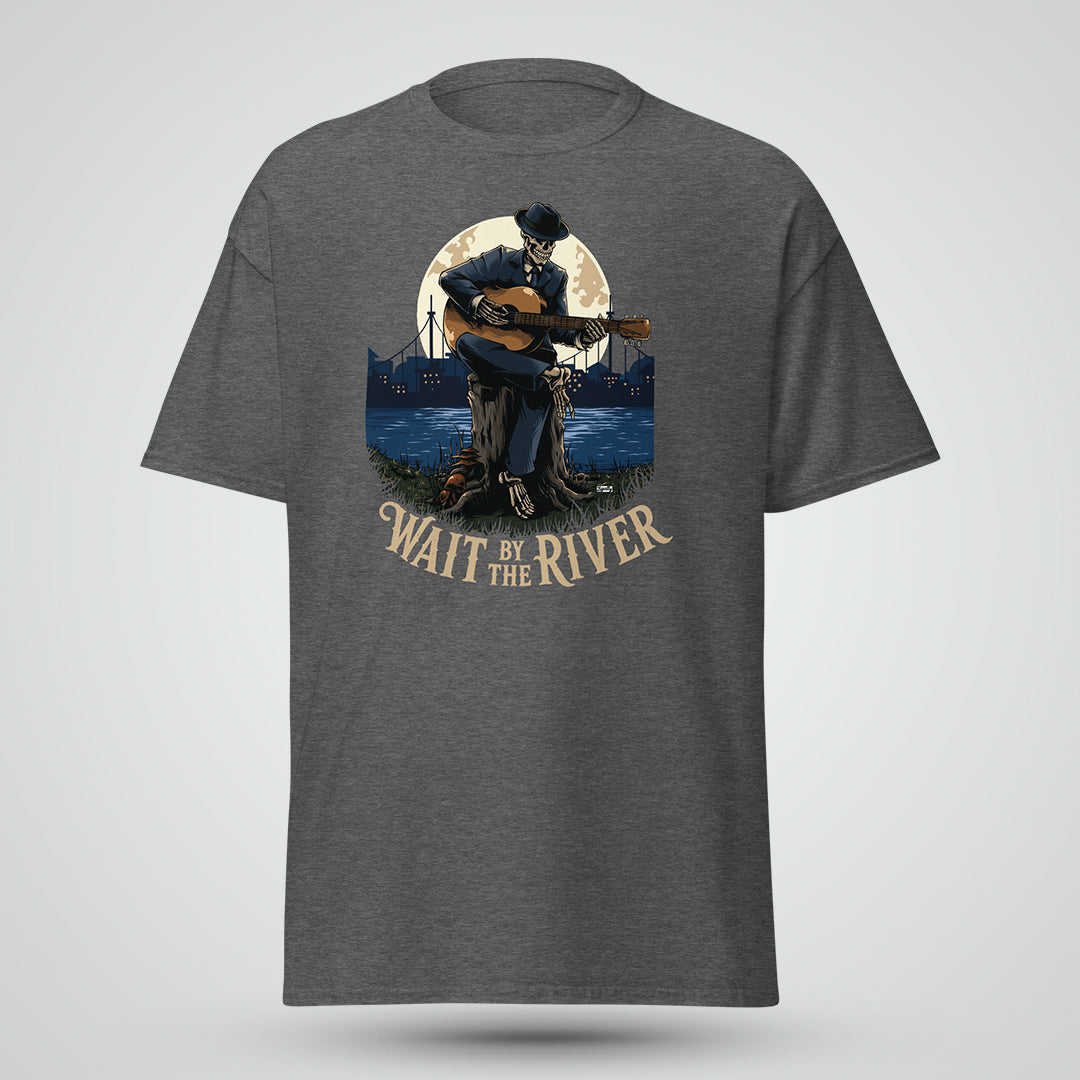 Wait by the River Skeleton Music T-Shirt