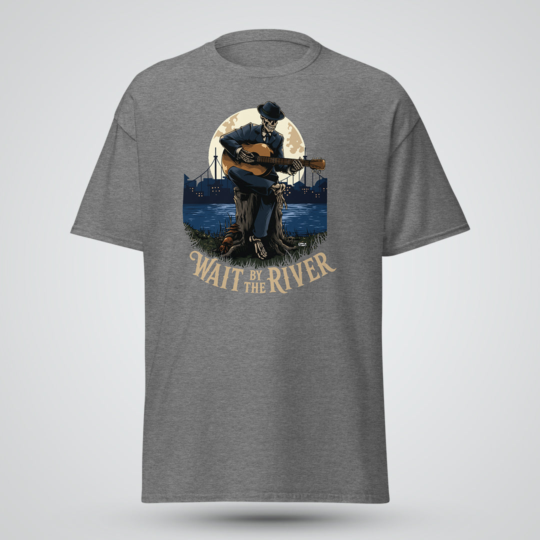 Wait by the River Skeleton Music T-Shirt
