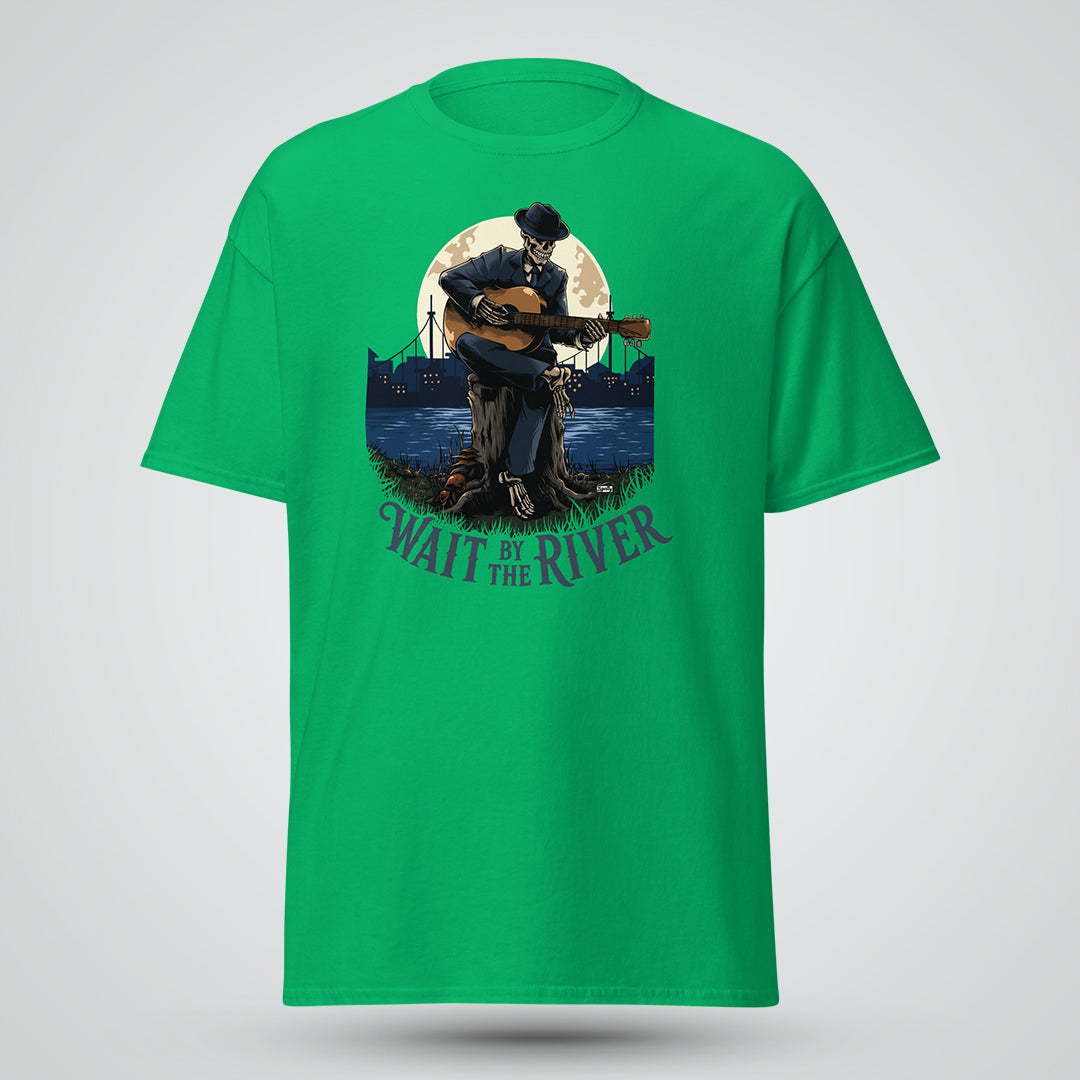 Wait by the River Skeleton Music T-Shirt