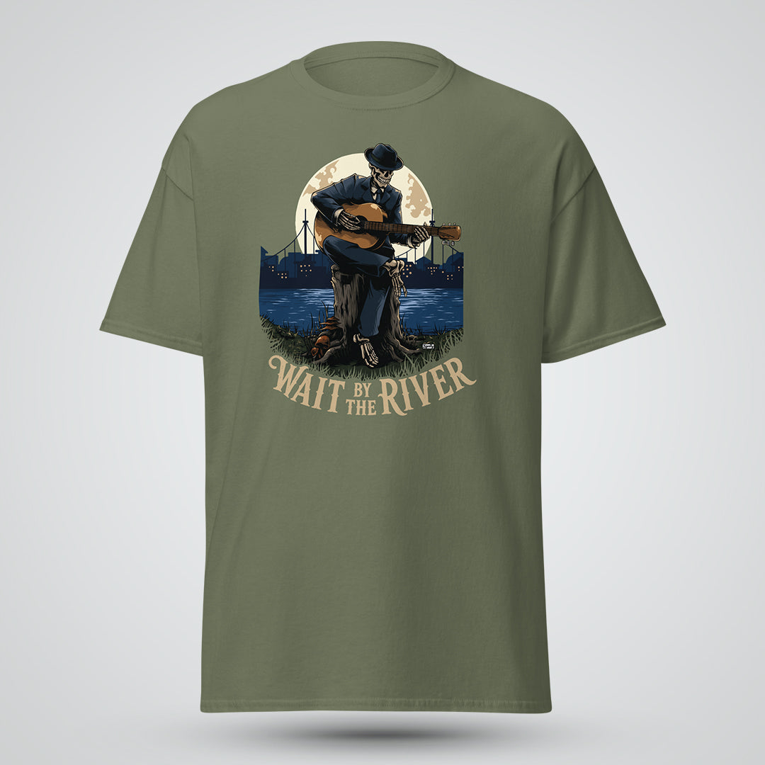 Wait by the River Skeleton Music T-Shirt