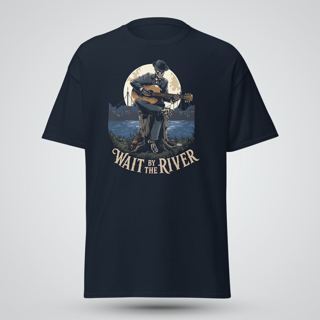 Wait by the River Skeleton Music T-Shirt