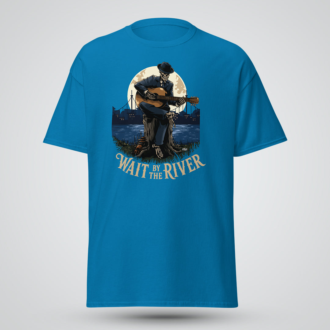 Wait by the River Skeleton Music T-Shirt