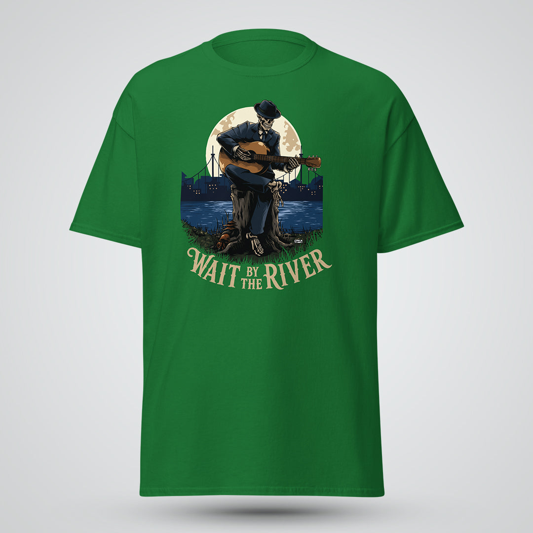 Wait by the River Skeleton Music T-Shirt