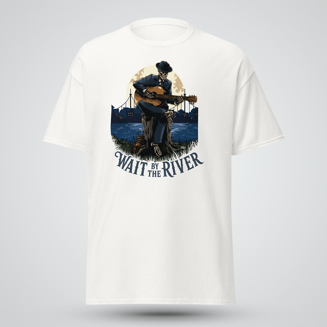 Wait by the River Skeleton Music T-Shirt
